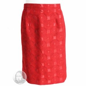 Louis Feraud Skirt Pencil Style Textured Geometric Pattern Vintage 90s US 14